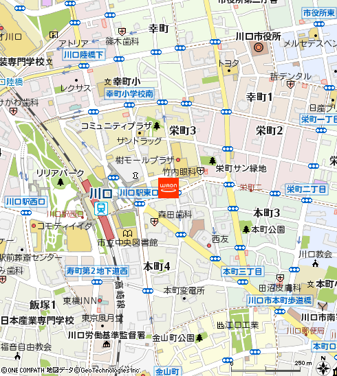 まいばすけっと川口栄町3丁目店付近の地図